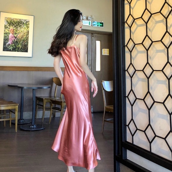 Pink Fishtail Maxi Slip Dress - Picture 3 of 6